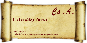 Csicsáky Anna névjegykártya